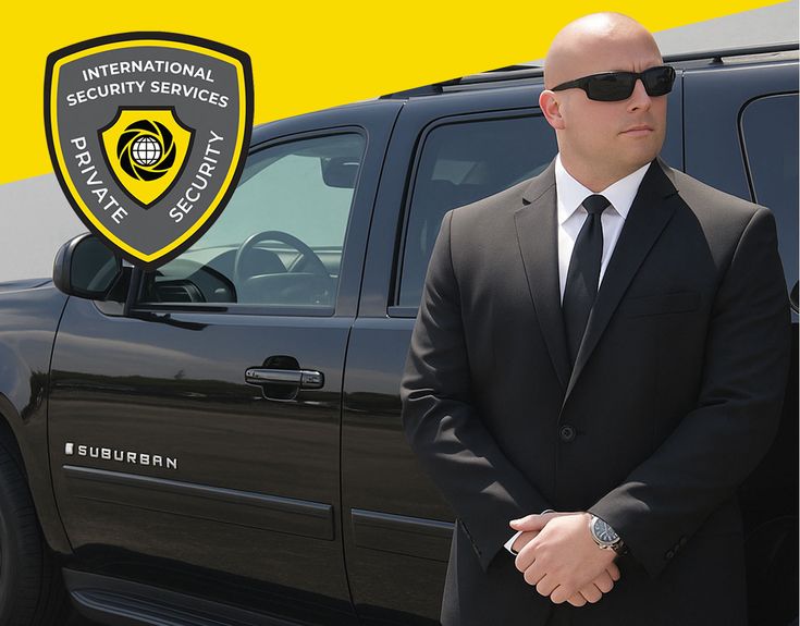 Professional security officer standing guard